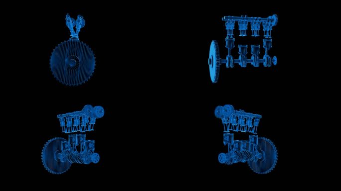 蓝色科技线条发动机活塞运转透明通道素材