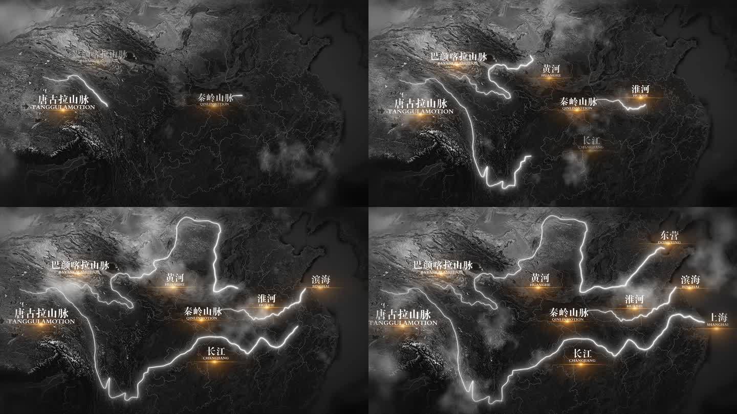 中国河流地图AE模板