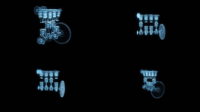 透视HUD发动机活塞运转透明通道素材
