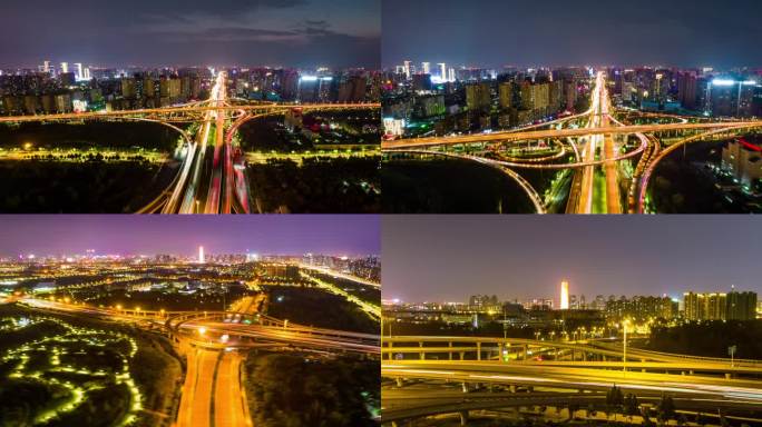 郑州北三环中州大道立交桥夜间延时摄影