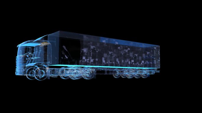 科技全息厢式货车物流透明通道素材