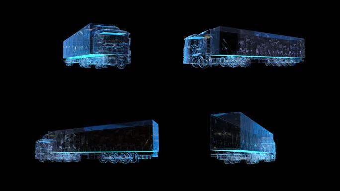科技全息厢式货车物流透明通道素材