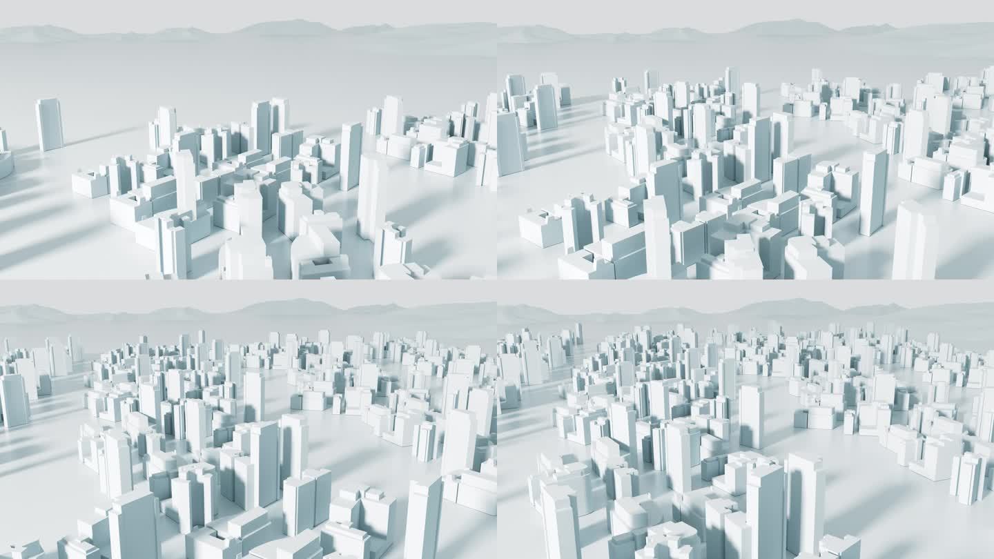 【4k】城市生长白模俯拍