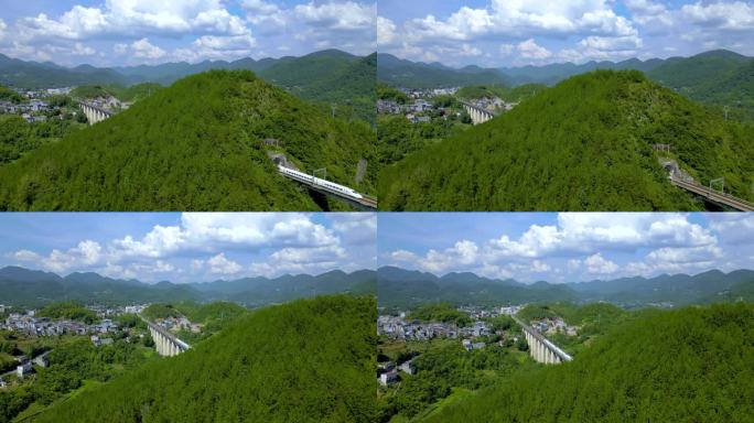 动车行驶穿过大山隧道