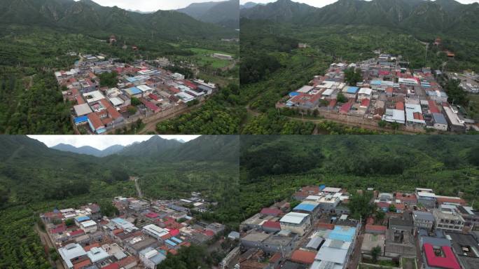 航拍 村落 远山 风景 郊区