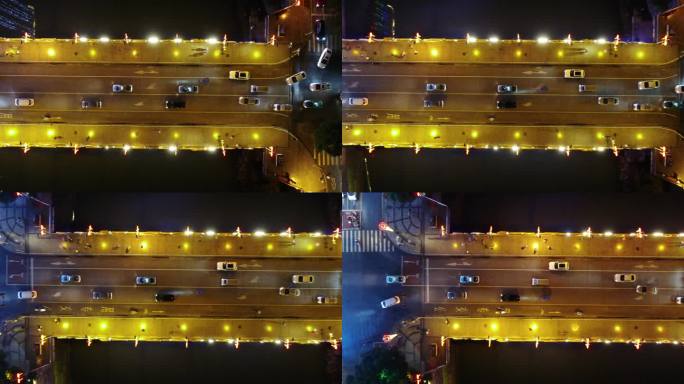 城市航拍湖南邵阳城市夜景