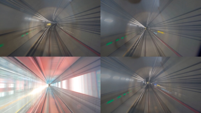 地铁隧道穿梭 地铁列车司机视角