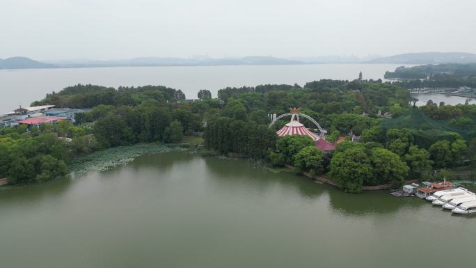 航拍4K武汉东湖公园素材