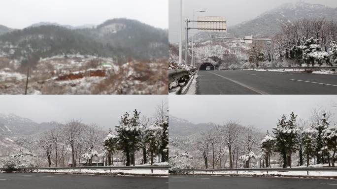 青岛雪景仰口隧道冬季拍摄