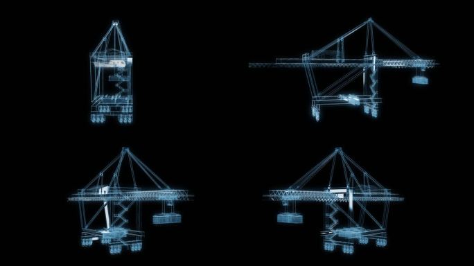 透视全息起重机透明通道素材