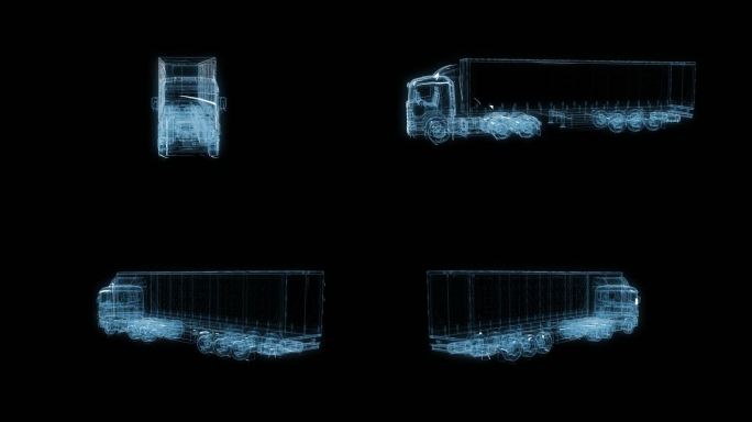 透视全息厢式货车物流运输透明通道素材