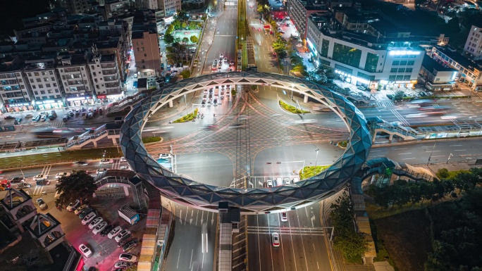 龙华区大和天桥路口车流夜景延时