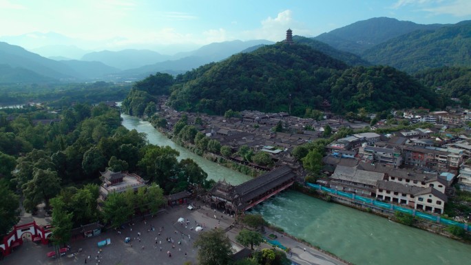 都江堰水利工程5A景区航拍