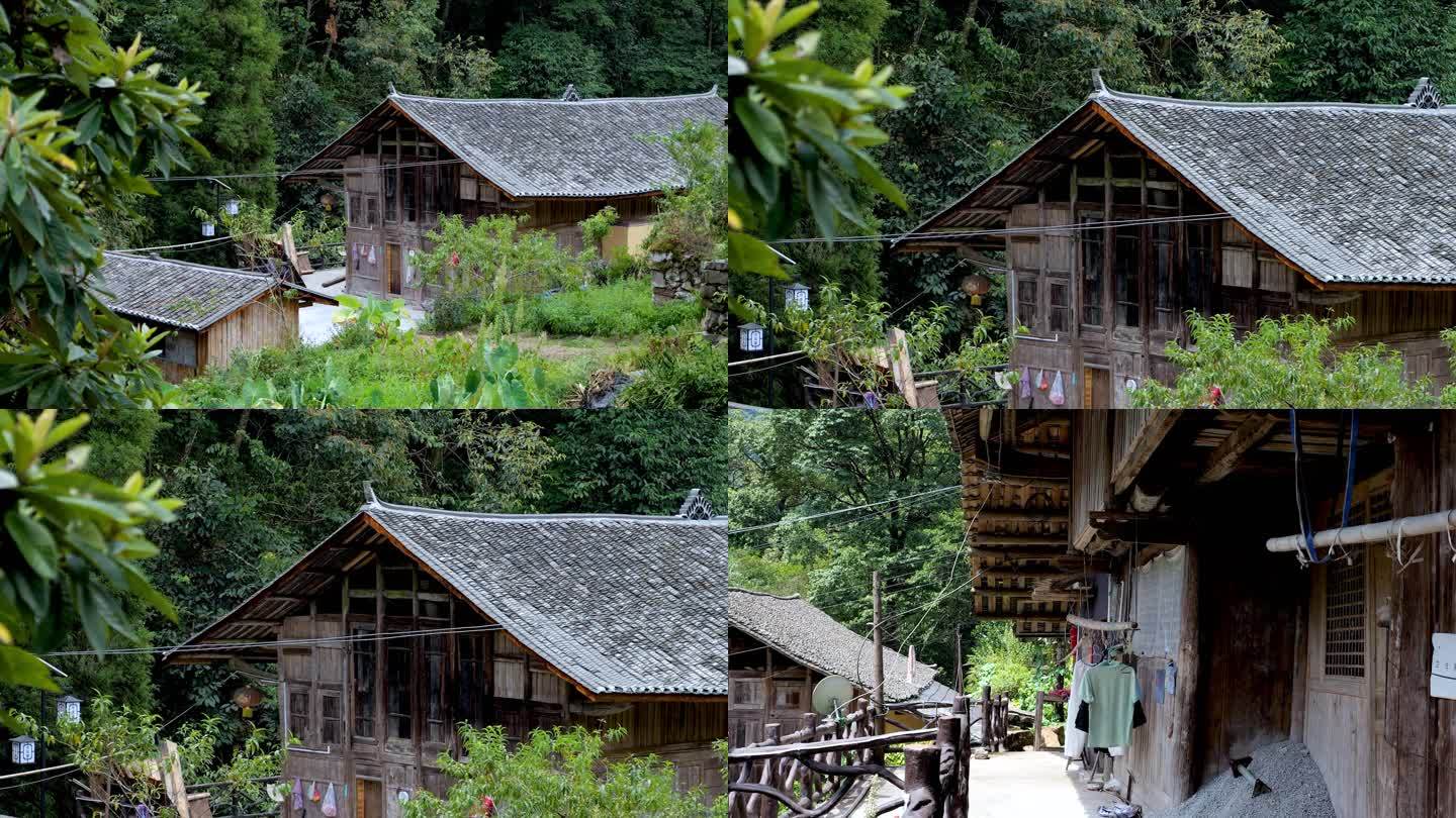 少数民族村落的木房子