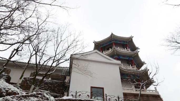 青岛小鱼山冬季雪景拍摄