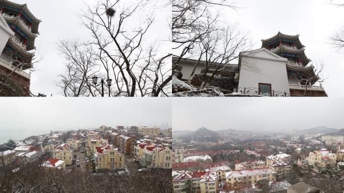 青岛小鱼山冬季雪景拍摄