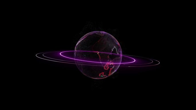 赛博朋克元素旋转地球发光科纪视频素材下载