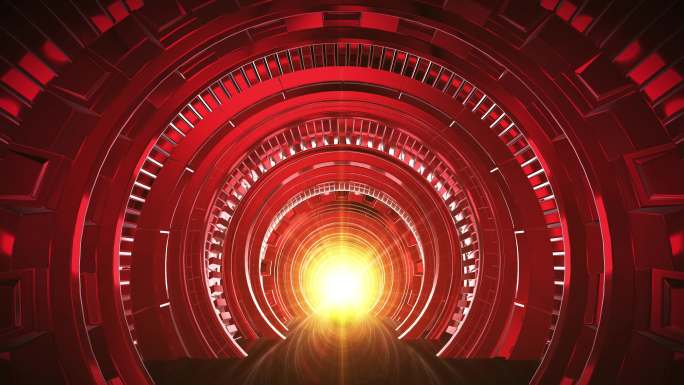4K红色圆圈弧形通道隧道颁奖背景快速