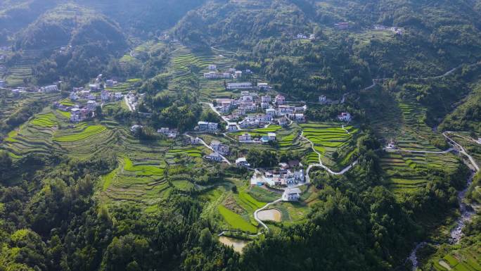 美丽山村乡村梯田航拍