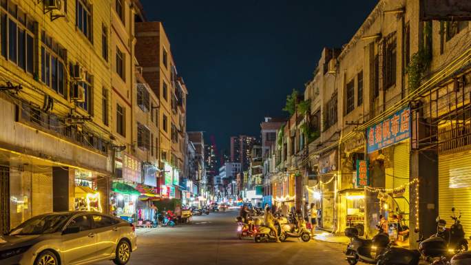 贵港老街夜景延时