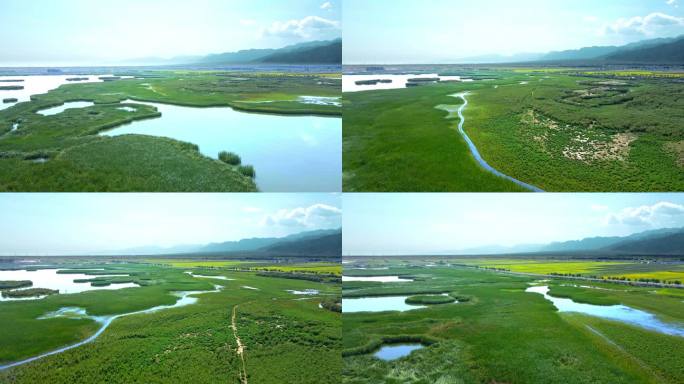 山脉湖泊湿地田野大场景