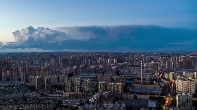 沈阳史诗级晚霞雷暴航拍素材