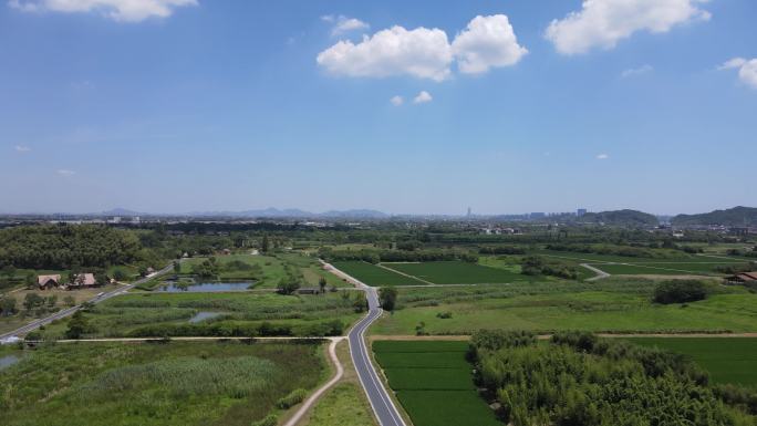 杭州良渚古城遗址内景航拍全景