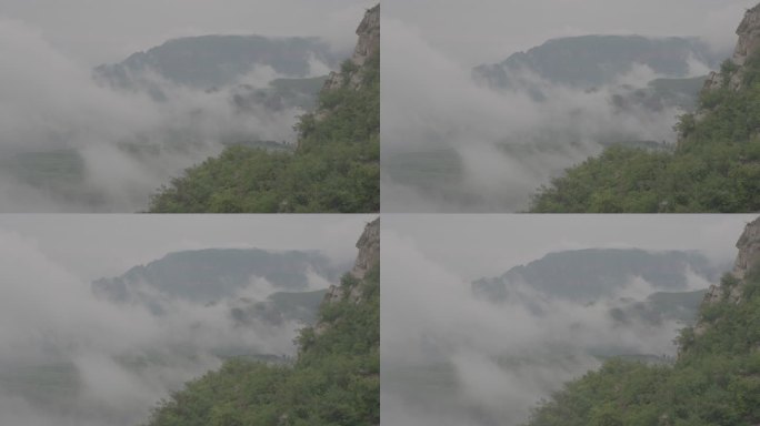 清晨雨后山间雾气