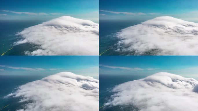 【原创4K】蓝天白云海岛平流雾航拍