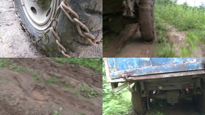三轮车防滑链泥泞山路爬坡实拍合集