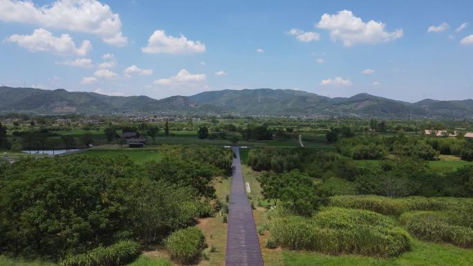 杭州良渚古城遗址内景航拍全景