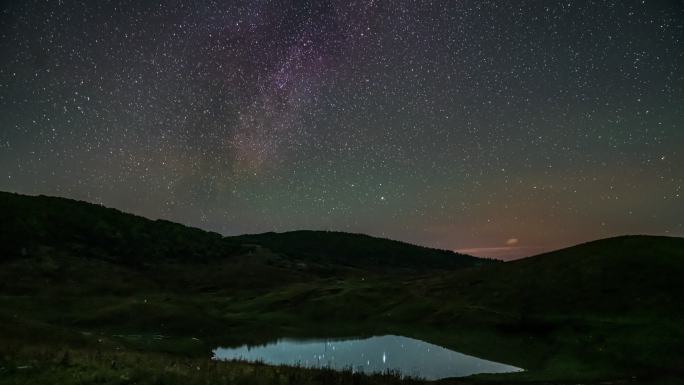 湖边水潭星空延时