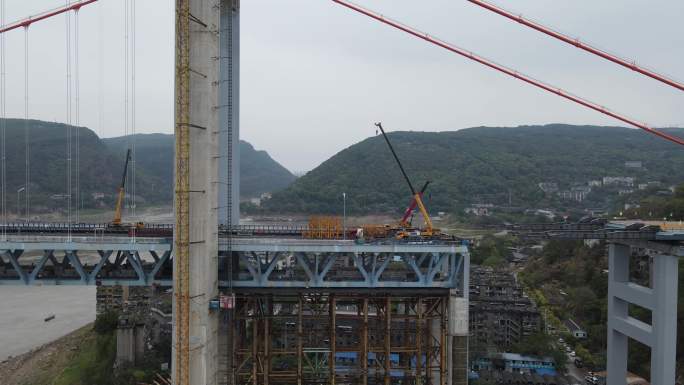 重庆建设中的郭家沱长江大桥