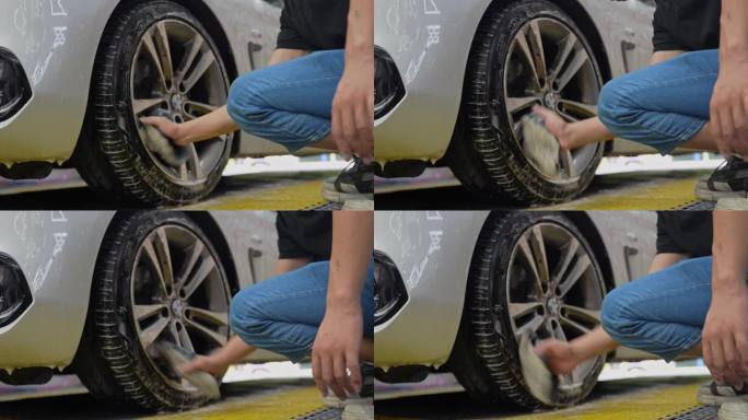 洗车擦洗轮毂原创视频