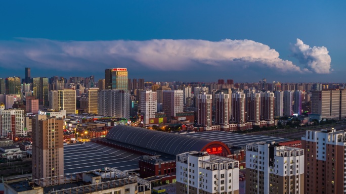 沈阳史诗级晚霞雷暴航拍素材