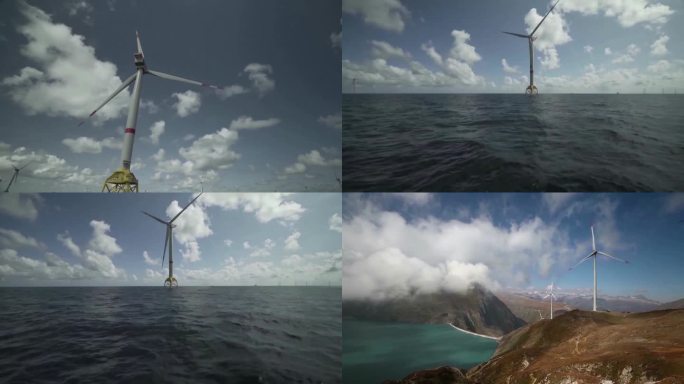 风能发电大风车视频素材