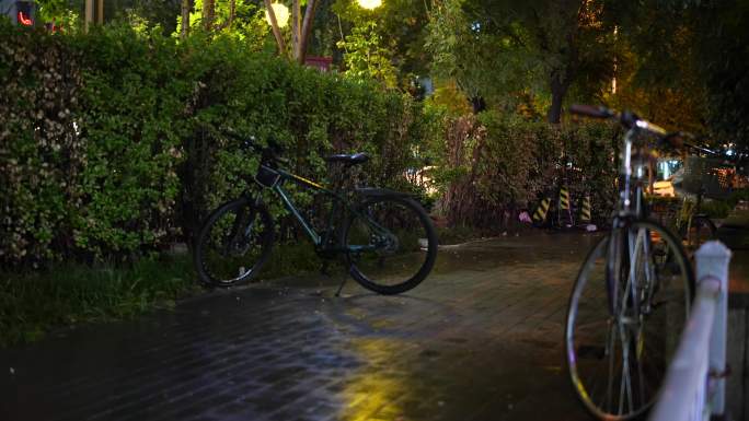 下雨的西安城市夜景高新雨夜4k