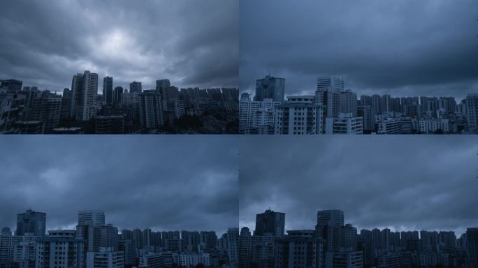 台风天城市天空-延时