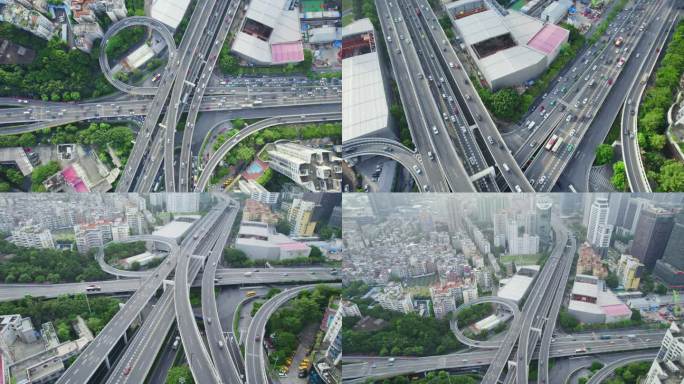 广州城市交通高架桥立交桥车流合集