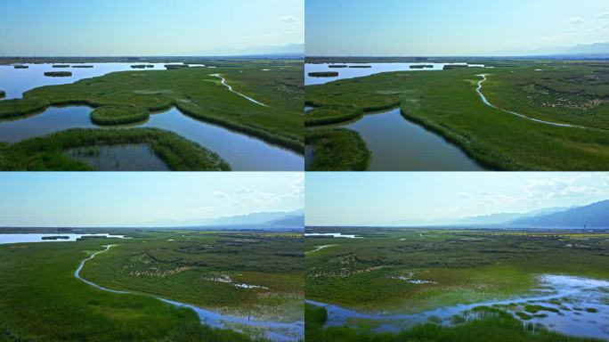 大地-湖泊水资源-湿地大景航拍