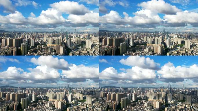 广州航拍延时，蓝天白云，广州塔延时摄影