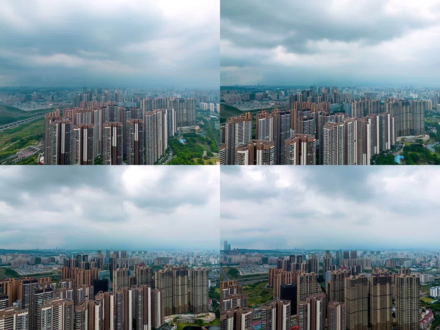 南宁凤岭北片区商品房高层住宅楼宇航拍延时