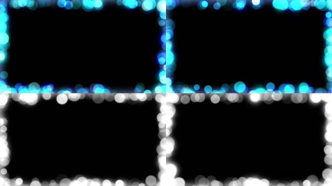 圣诞bokeh灯框架背景，蓝色灯光中的alpha通道