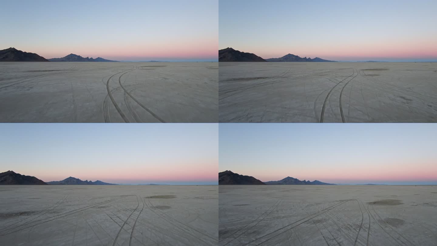 Bonneville盐滩的缓慢移动无人机视图