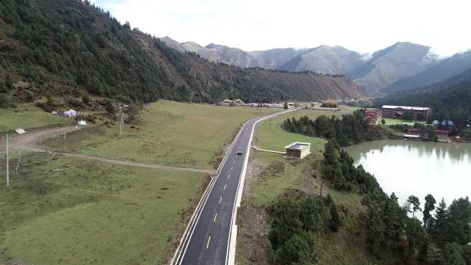 航拍甘肃省甘南大峪沟国家森林公园风光