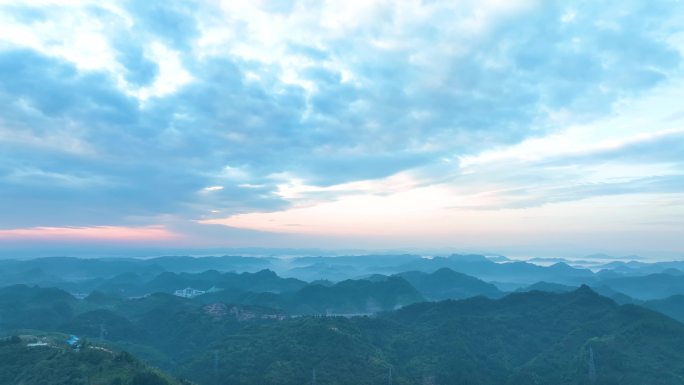 4K航拍湘西州吉首清晨群山叠峦合集