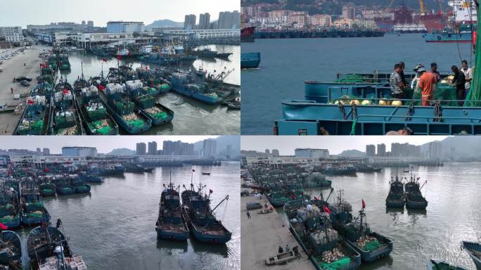 渔港码头渔船出海开渔节航拍-3