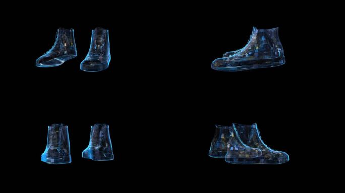 科技全息帆布鞋透明通道素材