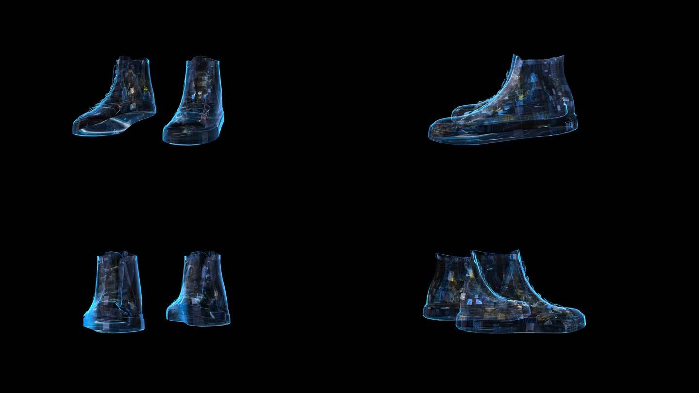科技全息帆布鞋透明通道素材
