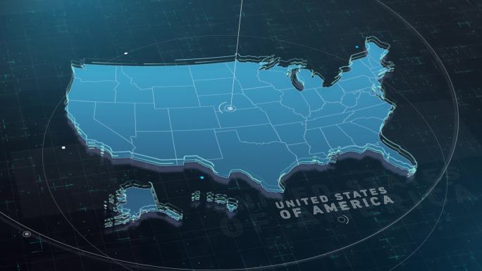 美国地图蓝色科技美国地图